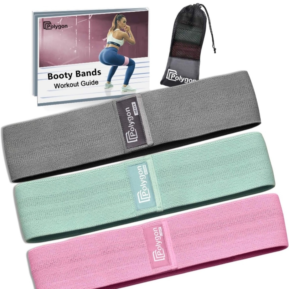Polygon Resistance Exercise Bands, Fabric Non Slip Hip Bands for Squats, Legs,
